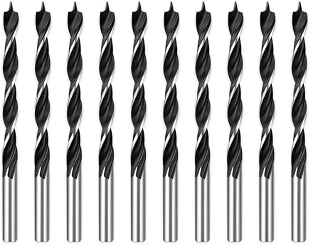DelitonGude Juego de 10 brocas helicoidales para madera de 5,0 mm para madera blanda - Madera dura - Accesorios profesionales - Taladro atornillador (madera de 5,0 mm)