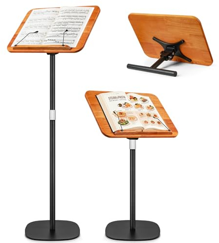 2 in 1 Verstellbarer Buchständer, 50-130 cm Höhenverstellbarer Buchhalter für Boden/Tisch mit XXL-Platte 180°-Neigung für Musiknoten, Rezepte, Tablet, Laptop, Zuhause, Büro und Schule (Schwarz)