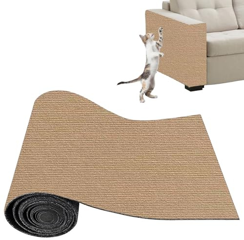 Xynovate Kratzmatte Selbstklebend Katze, DIY Kratzbrett, Kratzschutz Sofa, Katze Kratzschutz, Katzenkratzer Kleber Möbelschutz für Sofa Wand Katzen(Khaki,40x200cm)