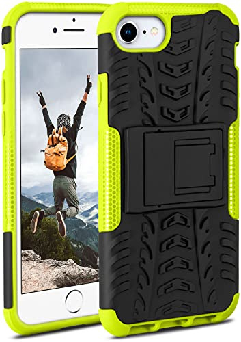 ONEFLOW Tank Case für iPhone 7 / iPhone 8 Hülle Outdoor, stabile Panzerhülle mit Kamera und Display Schutz, sichere Handyhülle, TPU Handy Schutzhülle mit Ständer, Grün Schwarz