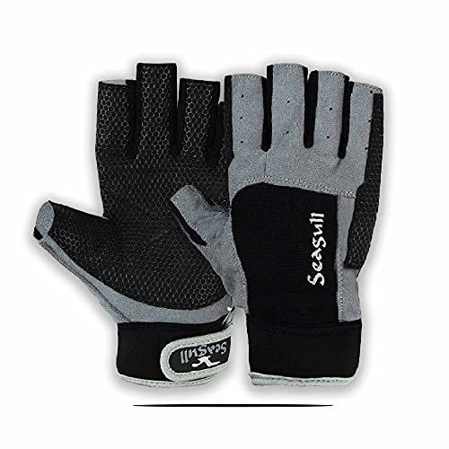 Seagull Sticky Palm - Guantes de vela para yate, barco, dedo fuerte de corte amara, talla L