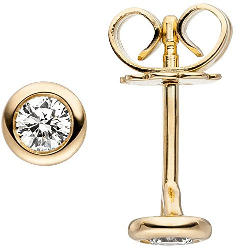 Jobo Damen-Ohrstecker aus 14 Karat 585 Gold mit 2 Diamanten