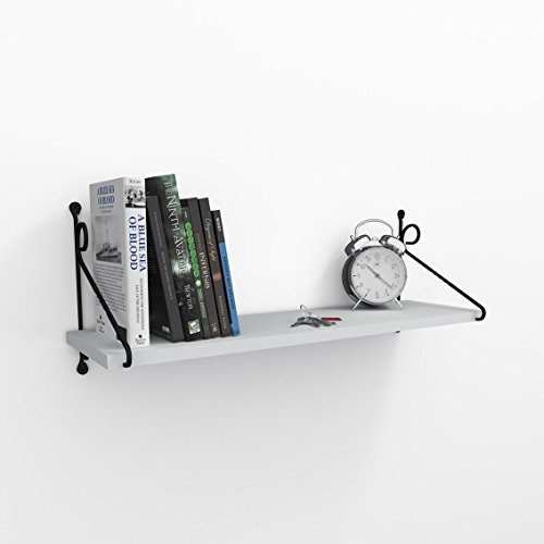 Stylish Wall Shelf, White, 72 x 27 x 20 cm | 100% Melamine Coated Particle Board, Metal Bracket, 18 mm Thick | Perfect for School & Home Organization