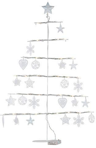 Weihnachtsbaum 80 cm mit 24x Deko und 31 LED - Deko Baum Weihnachten beleuchtet - Batterie betrieben