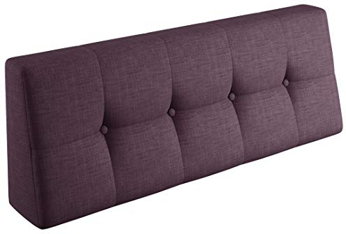 sunnypillow Palettenkissen für Gartenmöbel - Rückenkissen 120x40x20/10cm - Rückenpolster für Bett und Sofa - Palettenpolster für Palettenmöbel - Gesteppte Kissen mit Knöpfen - Rückenlehne Violett