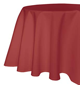 texpot Gartentischdecke 220 cm rund in Rot mit Leinen Optik Lotuseffekt Fleckschutz Bügelfrei Tischdecke
