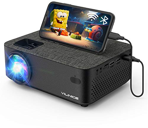Mini Beamer, VILINICE Heimkino Beamer Full HD, WiFi Projektor mit 6000 L unterstützt 1080P Multimedia 240, Video Beamer LED kompatibel mit TV Stick, HDMI, SD, AV, VGA, USB, PS4, Smartphone