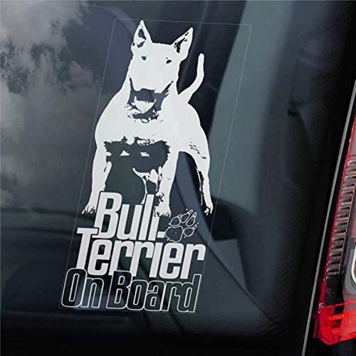 Autoaufkleber mit Bullterrier an Bord, englischer Bulldogge, Vinyl-Aufkleber, Fensteraufkleber, Stoßstangenaufkleber, gestanzte Aufkleber