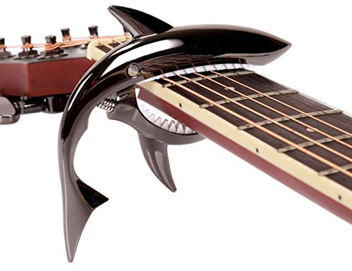 JINWEE Shark Guitar Capo Pretty Cool Capo for Electric Acoustic Classical Guitar Ukulele Zinc Alloy Spring Capo (Black)