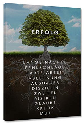 Hustling Sharks® Motivationsbilder als XXL Wandbild Baum des Erfolges - Hochformat (Leinwandbild, 80 x 120cm), Bilder Büro, Erfolg Bild, Bilder mit Sprüchen, Wanddeko Büro