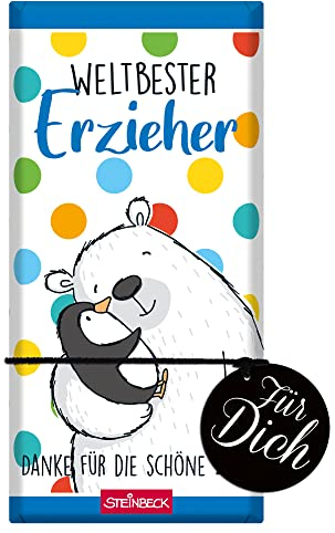 STEINBECK Weltbester Erzieher Geschenk-Schokolade 100g Tafel Kindergärtner Danke für die schöne Zeit Kindergarten