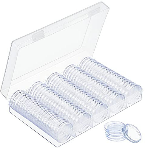 MengH-SHOP Capsules de Monnaie 30mm Capsules de Pièces en Plastique Rondes Capsules à Monnaie avec Boîte d'Organisateur de Stockage pour Collecte de Pièce de Monnaie 100 Pièces