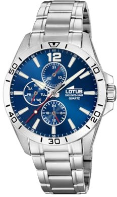 LOTUS Herren Chronograph Edelstahl Silber-Blau, Durchmesser: 42mm, Wasserdichtigkeit: 5 Bar, 18812/1