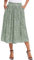 Parabler Damen Chiffon Sommerrock Grün gefalteter Retro Langer Boho Maxi Rock elastischer Taillen Rock Schwarz mit Tasche