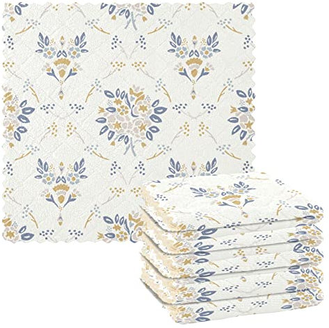 Geschirrtücher, Damast-Muster, zartes Blumenstrauß, 27,9 x 27,9 cm, Geschirrtücher, Barmopp ist das perfekte Reinigungstuch zum Waschen von Geschirr, Küche, Theke und Auto, 6 Stück