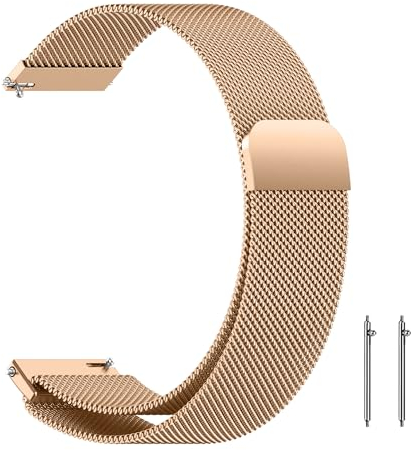 ZoRoll Armband 20mm Kompatibel mit Amazfit Active 2/Active/GTS 4/GTS 4 Mini/Bip 3 Pro/GTS 3/2/2e, Edelstahl Ersatzarmband Mesh Metall Uhrenarmband Kompatibel mit Amazfit GTR Mini/GTR 42mm - Roségold