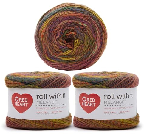 Red Heart E890.0675P03 Roll With It Melange Garn, Acryl, Vorhang Call, 3 Pack, 3 Count