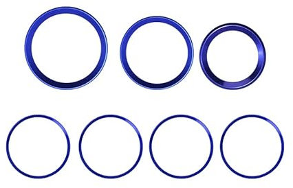 HIBEYO 7Stück Auto Dekoration Aluminium Aufkleber Passt für BMW Nabenringe Aufkleber lenkrad Logo Ring Abdeckung Fronthauben-Emblem-Ring Pailletten Aufkleber Abziehbilder Autozubehör Teile-Blau