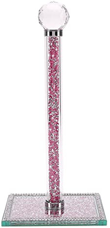 Qiuhome Crushed Diamond Papierhandtuchhalter, Ständer, Kristall, Papierhandtuchhalter, Arbeitsplatte, glitzernd, Küchendekoration (Rosa)