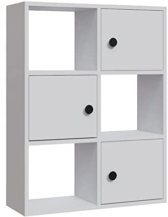 WELL HOME MOBILIARIO & DECORACIÓN Bücherregal, 100 % Spanplatte, mit Melaminbeschichtung, Weiß, H.93
