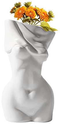 Btstil Keramik Vasen Deko, Moderne Vase Frau Stehender Körper Kunst Büste, Blumentopf Kopf Kunstverzierung Haus Dekoration Blumenvasen für Pampasgras Wohnzimmer Schlafzimmer (C)