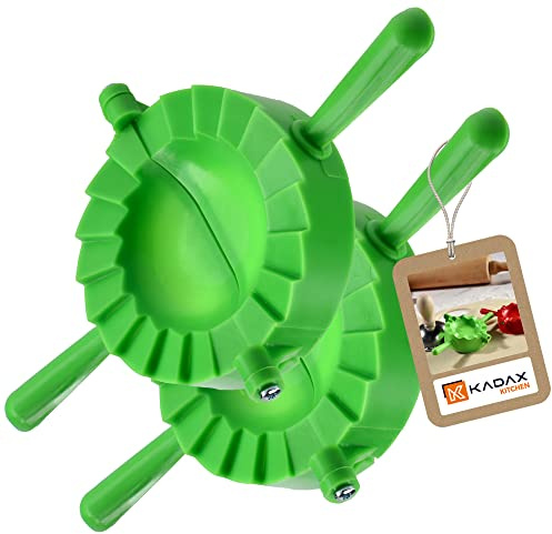 KADAX Teigtaschenformer, Rote/Grüne Form für Teigtaschen und Ravioli, Pierogi-Maker, Knödel Ausstecher, Manuelle Teigpresse, Dumpling Maker Maschine (Grün 2 Stück)