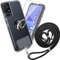 Per TCL 40 SE Cover Vetro Temperato - Custodia in Silicone TPU - Trasparente Case Protezione Cellulare Bumper 9H Pellicola Protettiva+ Finger ring phone holder + Phone lanyard