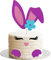 1 Stück Hasenohren Tortendeko, Cake Topper mit Wimpern Nase Pfote Happy Easter Kuchen Dekoration Cupcke Topper für Ostern Kaninchen Thema Baby Dusche Kinder Geburtstag Party Zubehör Rosalila