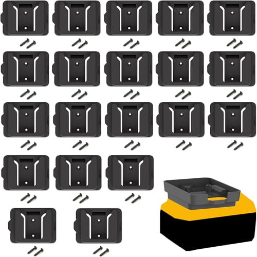Gijok Battery Rack Compatible with DeWalt 20V Battery Holder, Battery Garage Tool, for Dewallt 20v Tools, Wall Displlackay Hook Holder (20PCS, Black)