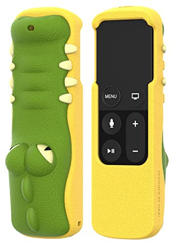 Silicone Remote Control Case Compatible with Apple TV Siri 2nd Gen 2022, Apple TV 4K 2021 and Apple AirTag, Pink Crocodile Shape Non-Slip Shockproof (Apple TV 4/5)