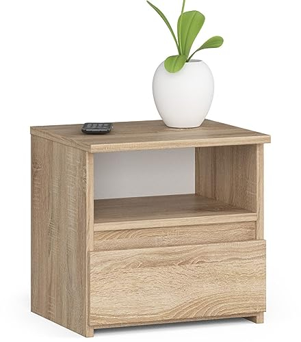 AKORD Nachttisch CL1 40 cm | 1 Schublade | Nachttisch mit Schublade | Nachtkommode, Nachtkästchen | Schlafzimmer Schrank | B40 x H40 x T35 cm | Gewicht 9,7 kg | Sonoma Eiche/Sonoma Eiche