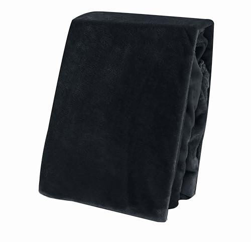 one-home Winter Spannbettlaken Bettlaken Teddy Plüsch Warm Weich Nicki Fleece Kuschelig Flauschig Cashmere Touch Einfarbig, Größe:2er Pack 90x200 cm - 100x200 cm, Farbe:Schwarz