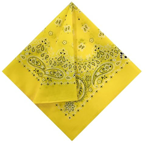 HankieWorld Bandanas im 60er-Jahre-Stil, Premium-Baumwolle, weich, dünn, Handgefühl, großes Taschentuch für Damen und Herren, 1 Packung - Gelb, 56 cm