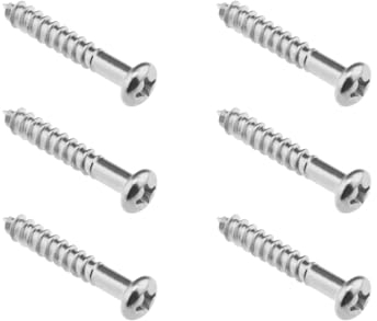 LT Easiyl 6 Stück Tremolo-Brückenschrauben PRS-Stil E-Gitarren-Brücken-Befestigungsschrauben Schrauben aus Legiertem Stahl für E-Gitarren-Halsplatten-Rückseitenabdeckungen Silber