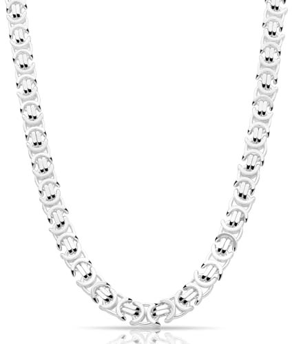 Tony Fein Etruskerkette 8,5mm Königskette Flach Massiv 925 Sterling Silber Gestempelt Halskette für Damen und Herren Made in Italy