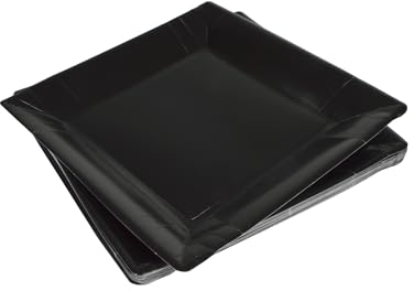 Homéa, Set de 20 Assiettes Carrées en Carton 23 cm Noir