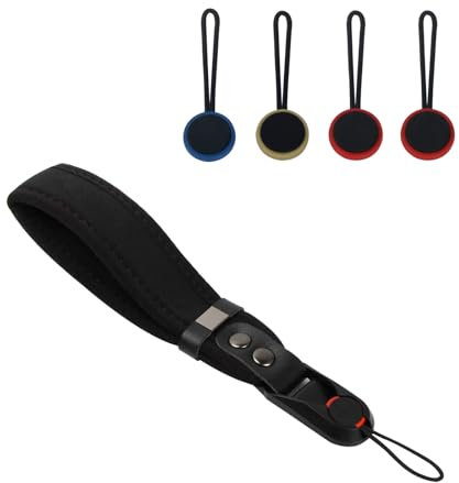 Rundago Kamera Schlaufe aus Neopren, Verstellbare Kamera Gurt, Kamera Handschlaufe mit Schnellverschluss, Universal Kamera Schlaufe für DSLR, Andere Kompaktkameras (Schwarz)