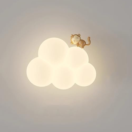 SWEMOPP Apliques De Pared Para Dormitorios Niñas Nube Apliques De Pared Para Guardería Animal Lindo Dibujos Animados Pantalla De Leche Blanca Aplique De Pared Lámpara LED Regulable Montada En La Pared