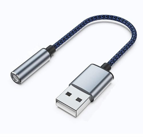 USB to 3.5mm jack audio adapter, external sound card USB to 3.5mm adapter, support for listening and voice, compatible with PC, laptop, desktop, PS4 and other USB sound transmission devices