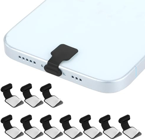 Styquenzer Type C Dust Plug, 10 Pieces Silicone USB C Port Cover Anti Dust Charging Port Cover Anti-Lost USB C Cap Charge Port Plug Covers Adhesive Cell Phone Cleaning Plug Kit for Smartphones Laptop
