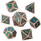 ORUZA 7 Stück DND Metall Würfel Set Kupfergrün Polyedrische D&D Würfel Set für Dungeons und Dragons RPG MTG TTRPG Pathfinder Rollenspiele Tischspiele