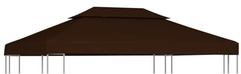 Iiaky Toldo de cenador 2 Niveles marrón 310 g/m² 4x3 m pergolas de Jardin pergolas Impermeables Exterior toldo de Repuesto para sombrilla de Doble Techo