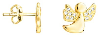 SOFIA MILANI - Pendientes para Mujeres en Plata de Ley 925 - Chapados en Oro y con Circonitas - Pendiente de Botón de Ángel - E2567