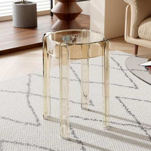 ZYXQQJ Barhocker Kunststoff Transparent Acryl Barstuhl Stapelbarer Hoher Hocker Moderne Esszimmerstühle, Ohne Armlehnen, Familientreffen Wohnzimmer-Dekor(Platinum)