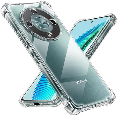 Tentoki 1 Pieza Funda para Honor Magic 6 Lite 5G / X9b, [Built in Air Cushion] TPU Carcasa Protectora Ultradelgada a Prueba de Golpes, Previene el Amarillamiento,Transparente
