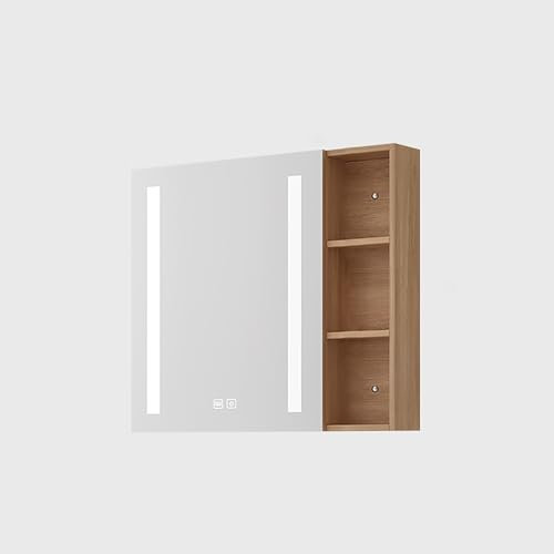 LLYLAFDC Badezimmer Spiegelschrank Mit Beleuchtung, Badschrank Hängend,mit LED & Beschlagfrei Hängeschrank, Badschrank Mit Spiegel Und Ablage, Badspiegel Badezimmerschrank Spiegel(80cm/31in)