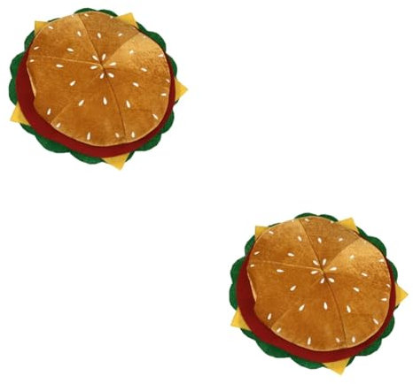 VICASKY 2St Hamburger Hut Fast-Food-Hüte verrückte hüte für erwachsene Neuheit-Food-Hut Burger Hut Kopfbedeckung Fotoanforderung für Burger Hut Fast-Food-Hut Burger-Kopfschmuck Vlies