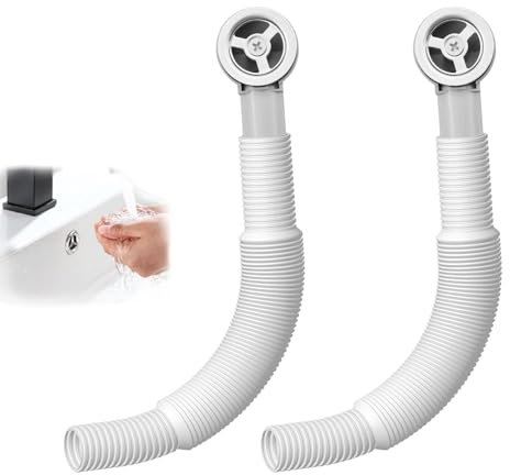 Yuiturt 2-Piece Sink Overflow Pipes with Round Overflow Head, Adjustable 230mm Tube, Designed for Kitchen Sinks, Wash Basins, Round Interface, Universal Sink Overflow kit