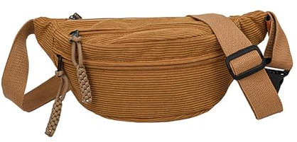 Bauchtasche Cord Tasche Damen Crossbody Bag Hüfttasche Umhängetasche Cord Gürteltasche Herren Crossbody Bag Sport Mode-Hüfttaschen Handytasche Cordtaschen Braun für Outdoor