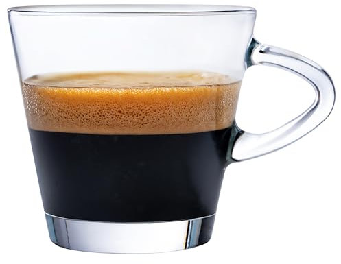 KONZEPT Espressotassen Set 80 ml, 12er Espressogläser, Espresso Tassen aus Glas mit Henkel